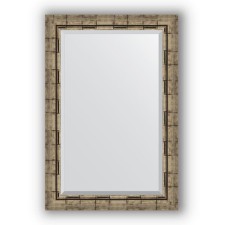Mirror with fatset in the baguette frame - silver bamboo 73 mm, 63 x 93 cm, evoForm