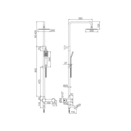 Shower system Accoona A8301, with a tropical shower, stainless steel, color satin-5