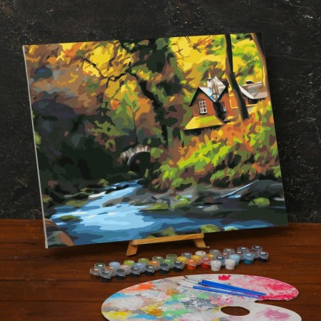 Picture on numbers on canvas with a subframe "Earlier in nature in nature", 40 x 50 cm-1