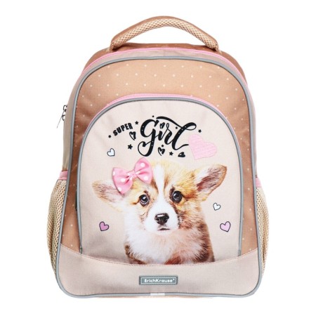 School backpack Erich Krause Ergoline 15l, 39 x 28 x 14 cm, ergonomic back, Corgi Puppy 60094-2