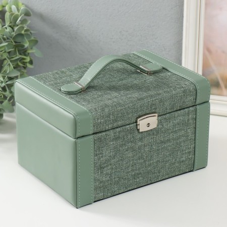 Casket to the leatherette for decorating the chest "Green" combined 23.5x16.5x14.5 cm