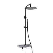 The shower system Wasserkraft A114.160.217.cb Thermo, tropical shower, thermostat, black/chrome 101151
