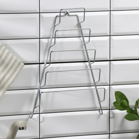 Suspension for covers triangular 5 tiers, top 8 cm, bottom 23 cm, height 35 cm, color chromium