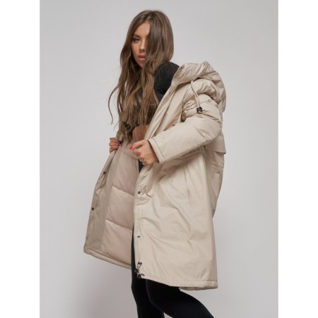 Coat insulated winter female, size 42, beige color-14
