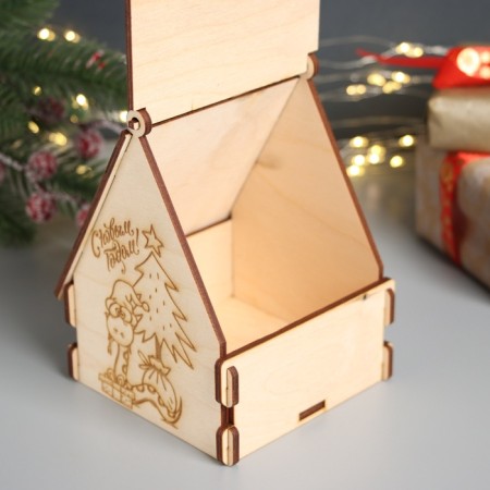 New Year's Domik box "Snake and Christmas tree" 12x10x14 cm-3