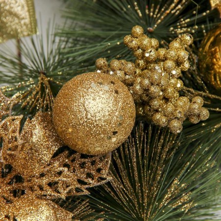 New Year's Wreath D-36 cm "Bow" Golden Berries and Flowers-1