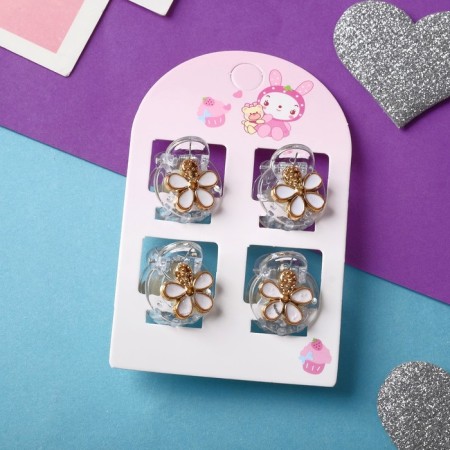 Hair crab "Little Joy" (set 4 pcs) chamomile, 2 cm, white-golden