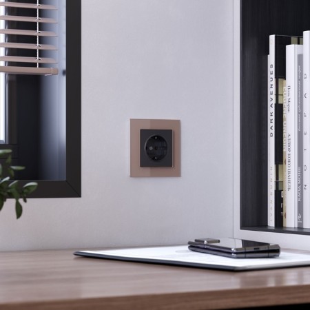 Frame W0011142, 1 Favorit socket, latte, glass-1