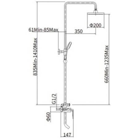 Shower system Fashun A2461, tropical shower, shower set, chrome-1