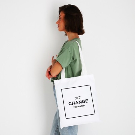 Bag Schoper "Change the World" 35x0.5x40 cm, Department without lightning, without lining, white-8