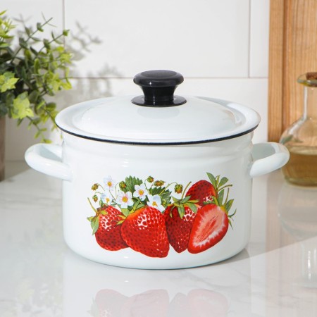 Cylindrical pan, 3 l, enameled cover, induction, neckline-4