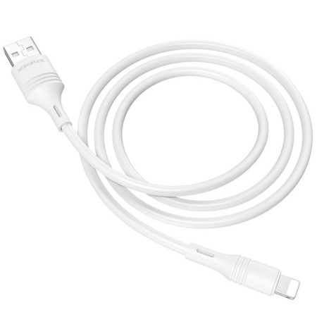 Cable Borofone BX43, Lightning - USB, 2.4 A, 1 m, PVC braid, white-2