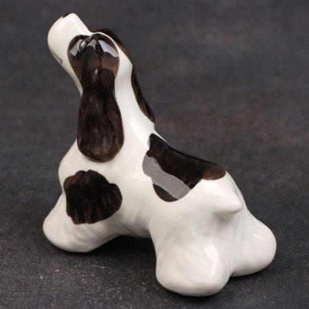 Porcelain figurine "American Cocker Spaniel Black and White", 8 cm, copyright painting-2