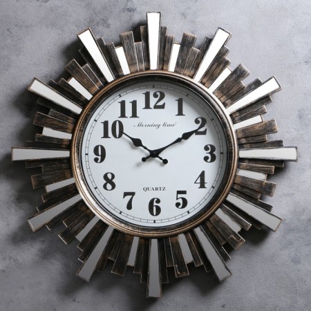 Wall clock, series: interior, "rays of the sun", smooth move, d-58 cm, brown