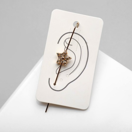 Earring "Kaff" Pin, stars, white color in gold-1