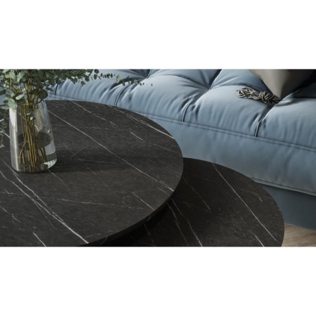 A set of two coffee tables "Leslie", 810 × 610 × 500 mm, color black marble / titanium-6