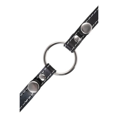 Gag Pecado BDSM, “Ring 39 mm”, with a white stitch, genuine leather, black-4