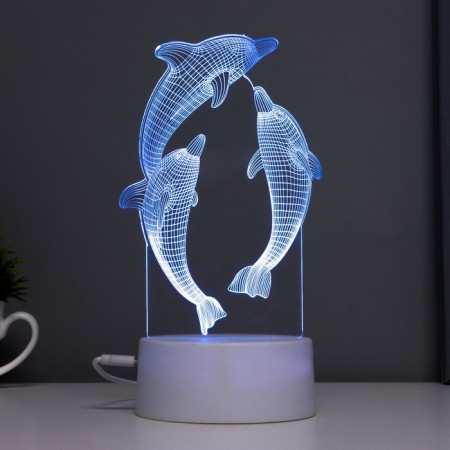 Sensor Lamp "dolphins" LED 7 USB colors/from batteries white RISALUX-2