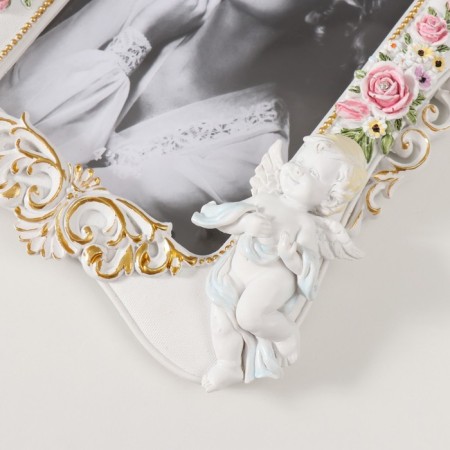 Photo frame Polystone 10x15 cm "Angels" white, rhinestones 24x16.5 cm-2