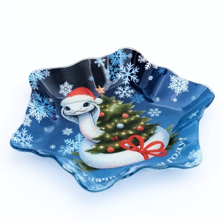 New Year. Glass plate "Good luck in the new year", 19.5 cm-1