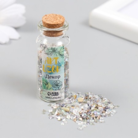 Decor for creativity in the jar "Natural stone with glass - silver" 20 grams 5x2.2x2.2 cm