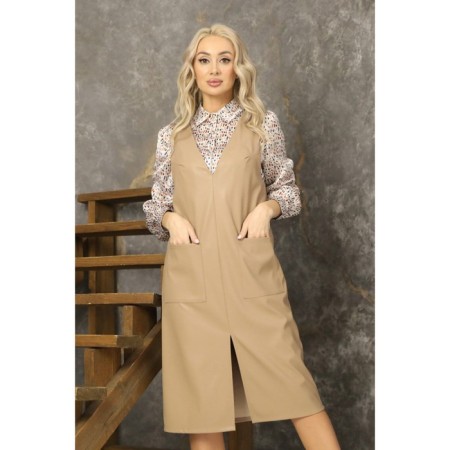 Female dress, size 52, beige color-11
