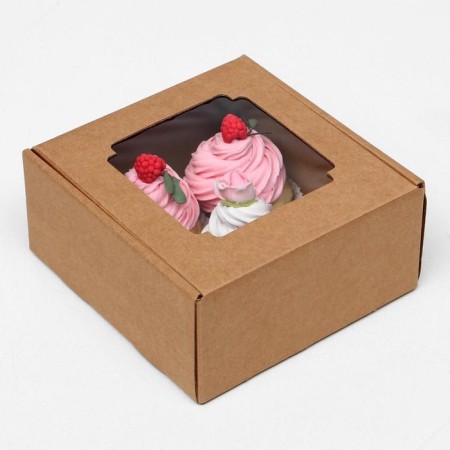 Self -charged box, with a window, craft, 19 x 18 x 9 cm-2