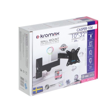 Kromax Casper-104 bracket, for TV, inclined-horned, 10-32 ", 57-410 mm from the wall, black-1