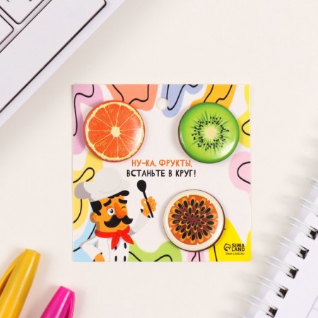 Icons sunset set 3 pcs d = 25 mm "Fruits" 7x7 cm-1
