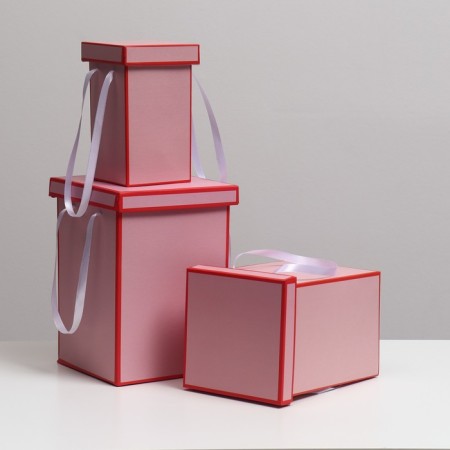 Set of boxes 3 in 1, red, 17 x 25 cm / 14 x 23 cm / 10 x 18 cm