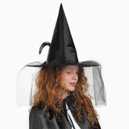 Carnival hat "Witcher", with a veil, black color-2