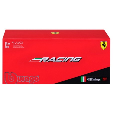 Racing machine BBURAGO Ferrari 488 Challenge 2017, Die-Cast, 1:43, yellow color-11