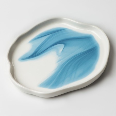 Plate Ceramic Neovstvo Territory "Divorces", 17 cm, white-blue color-3