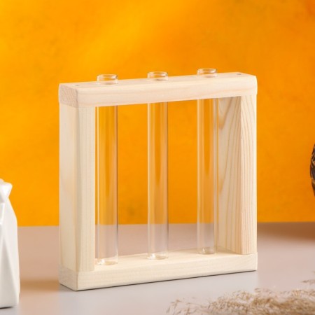Kashpo wooden 15 × 4 × 15 cm with 3 flasks "Mini frame", naturally give beautifully-1