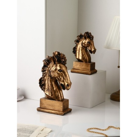 Set of figures "Horse head", polystone, 41 cm, 2 pcs, color gold