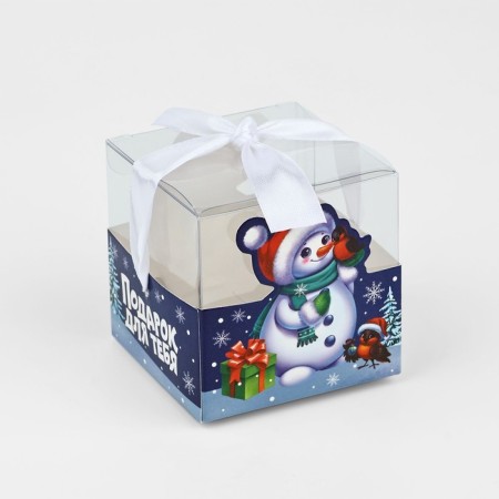Box a gift New Year's folding "Snowman", 7 x 7 x 7 cm, New Year-1