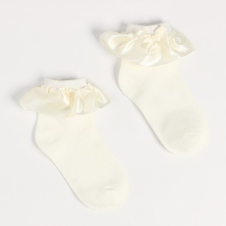 Children's socks with a satin bow, sandy color, size 14-16-1