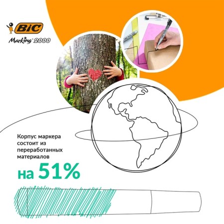 Markker permanent 4.9 mm BIC MARKING 2000 ECOLUTIONS BLACK, MIX-4