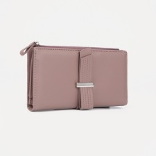 Women's wallet on the button, pink color