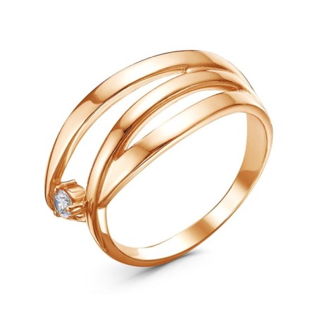 Ring "Triplet", pink gilding, white color, 19 size