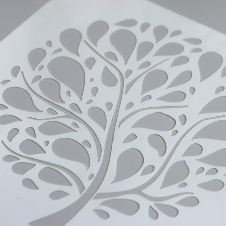 Stencil plastic "Round tree" 13x13 cm-1