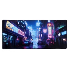 Mouse mat, 40x90x0.3 cm, overlock, city in the style of Cyberpunk