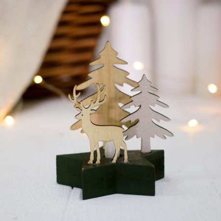 New Year's decor with the backlight "Forest Deer"