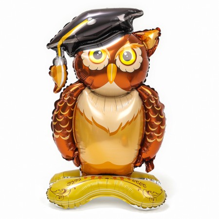 Foil ball 35 "Wise owl" on a stand, under the air