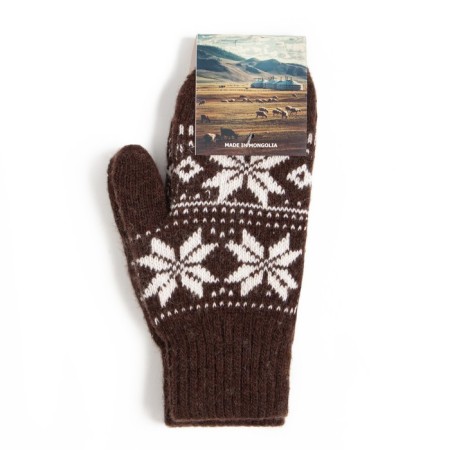 Women's mittens from Mongolian wool, chocolate color, size 17-19 (6.5-7.5)-1