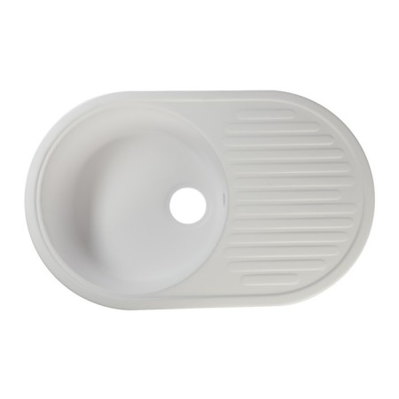 Curler for a kitchen made of stone Zein 11/G31, 720 x 455 mm, oval, overflow, white color-3