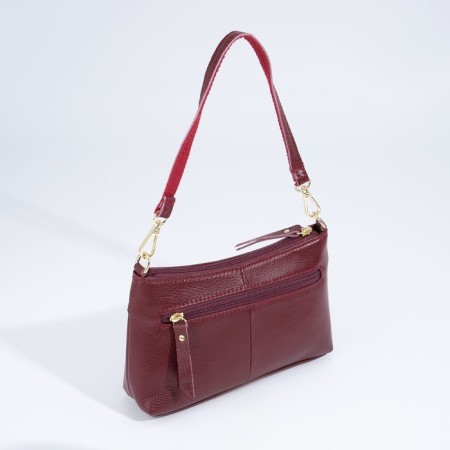 Cross-Bodi bag with zipper, burgundy color-1