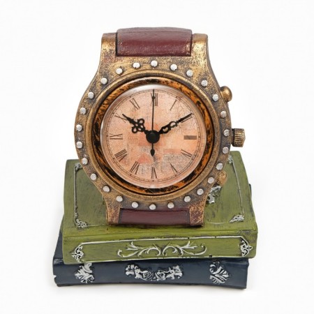 Table Figure Clock "Atlas", discrete move, dial d-7 cm, 17 x 21 cm, aa-4