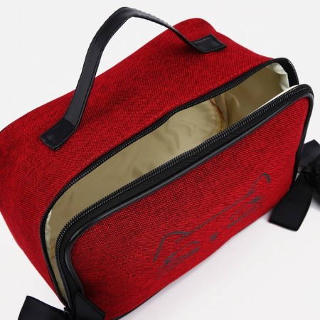 Cosmetic bag with a zipper, with a lining, burgundy color-2