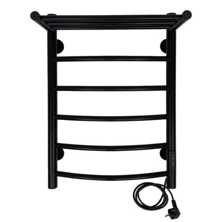 Electric towel "Sanprise" Classic P6, 400x600 mm, with a shelf, a university, black